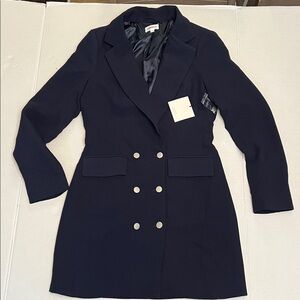 SUPERDOWN DOUBLE BREASTED BLAZER/MINI DRESS NAVY BLUE SIZE SMALL